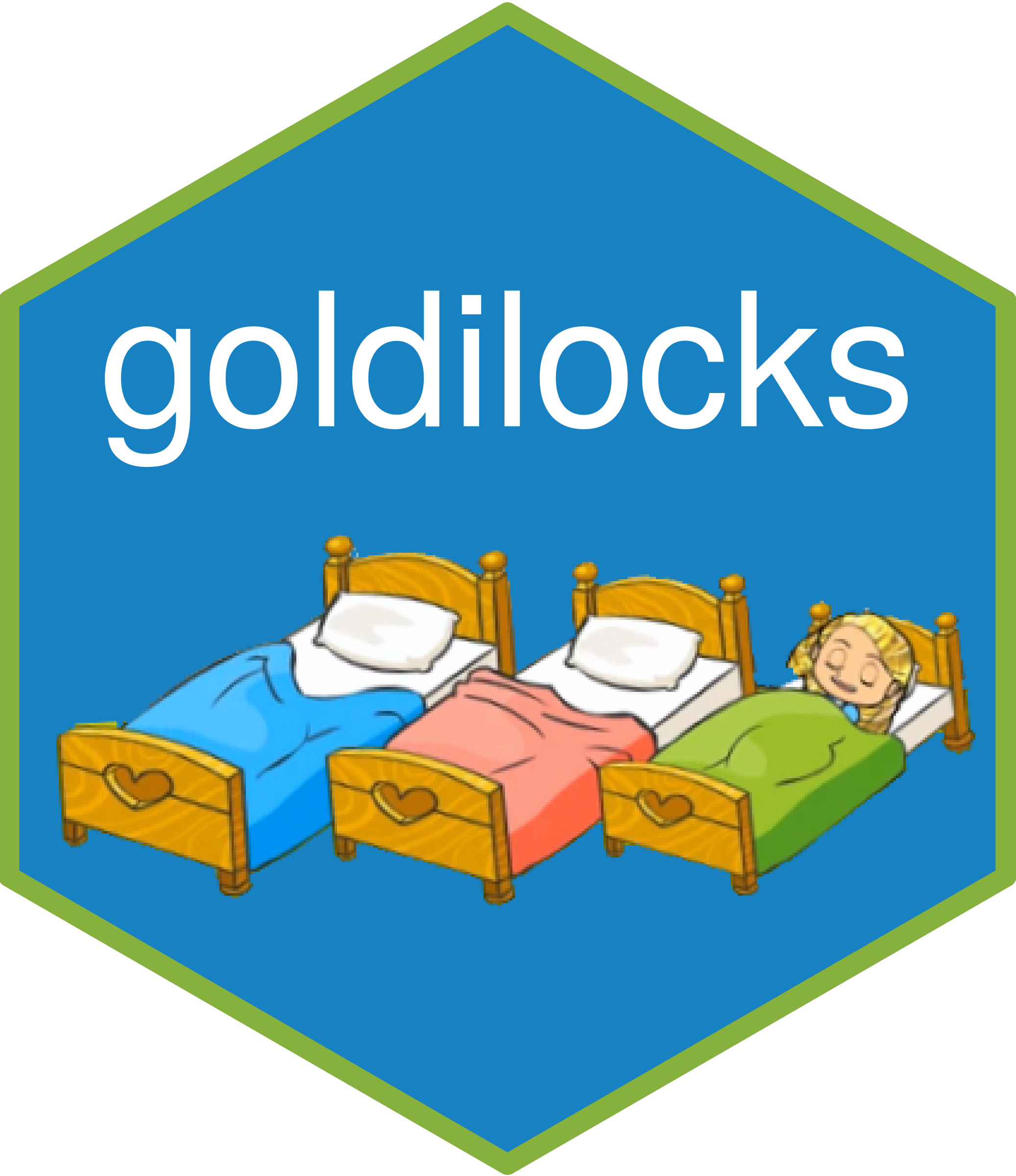 goldilocks package hex sticker logo